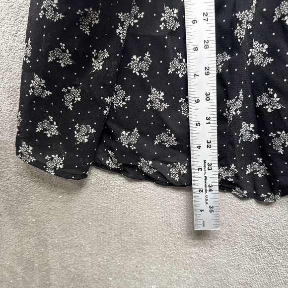 Y2K Floral Sundress Black Fit &‎ Flare Crossback Mini Dress Small Cottagecore - Picture 4 of 9